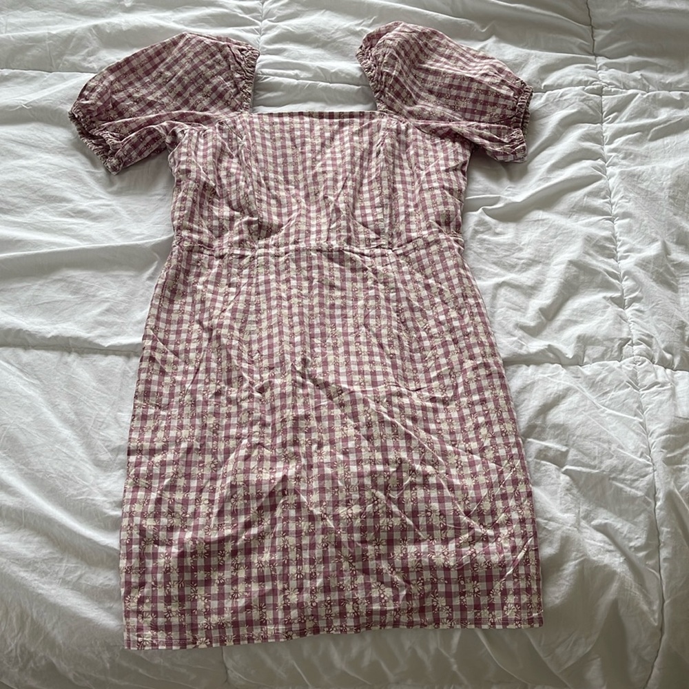 Purple and White Plaid Gingham Dress